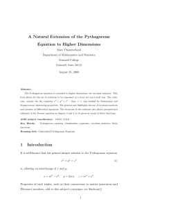 A Natural Extension of the Pythagorean Equation to Higher