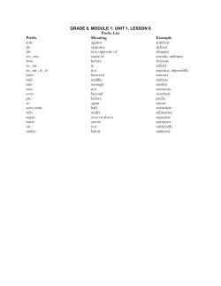 GRADE 6, MODULE 1: UNIT 1, LESSON 6 Prefix List Prefix Meaning