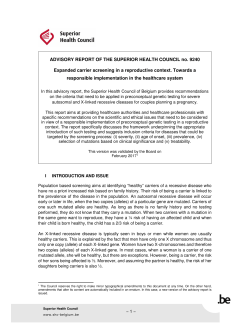 ADVISORY REPORT OF THE SUPERIOR HEALTH