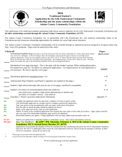 Traditional Student`s Application for the Lilly Endowment Community