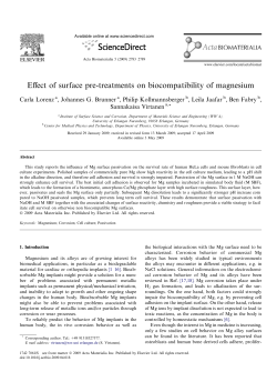 Effect of surface pre-treatments on biocompatibility of magnesium