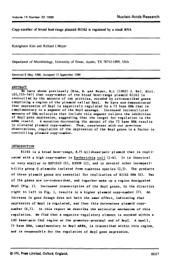 Copy-number of broad host-range plasmid R1162 is regulated by a