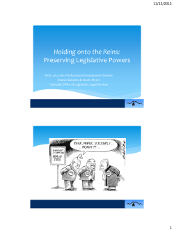 Holding on to the Reins: Preserving Legislative Powers