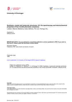 University of Groningen Synthesis, crystal and molecular