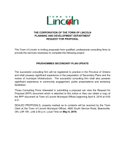 THE CORPORATION OF THE TOWN OF LINCOLN PLANNING AND