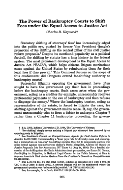 The Power of Bankruptcy Courts to Shift Fees under the Equal