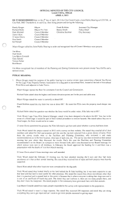 OFFICIAL MINUTES OF THE CITY COUNCIL LAGO VISTA, TEXAS