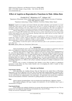 Effect of Aspirin on Reproductive Functions in Male Albino Rats