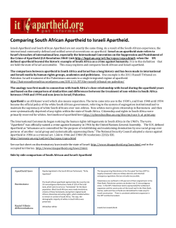Comparing South African Apartheid to Israeli
