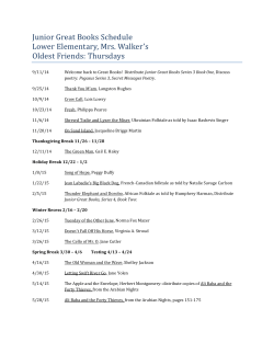 Junior Great Books Schedule Lower Elementary, Mrs. Walker`s