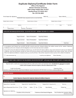 Duplicate Diploma/Certificate Order Form