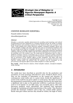 Strategic Use of Metaphor in Nigerian Newspaper Reports: A Critical