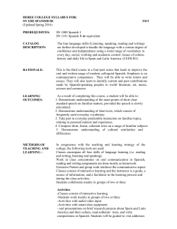 SN 2202 SPANISH III 3/0/3 - The American College of Greece