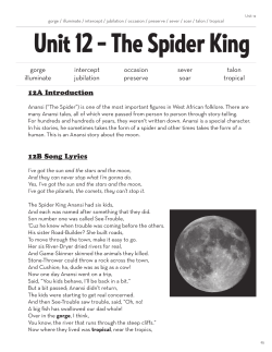 Unit 12 &ndash; The Spider King