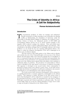 The Crisis of Identity in Africa: A Call for Subjectivity
