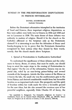 1. Spread of Protestantism to Southwestern Switzerland