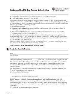 Brokerage CheckWriting Service Authorization