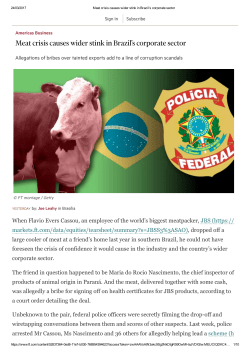 Meat crisis causes wider stink in Brazil`s corporate sector