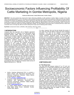 Socioeconomic Factors Influencing Profitability Of Cattle