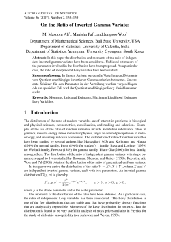 On the Ratio of Inverted Gamma Variates 1 Introduction
