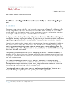 Need-Based Aid Is Biggest Influence on Students` Ability to