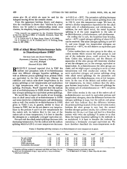 ESR of Alkali Metal Dinitrobenzene Salts in