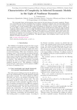 Characteristics of Complexity in Selected Economic Models in the