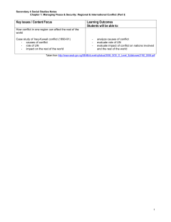 Key issues / Content Focus Learning Outcomes