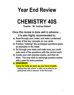 Chemistry 40S Year End Review 2015
