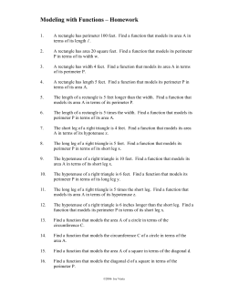 Modeling with Functions &ndash; Homework