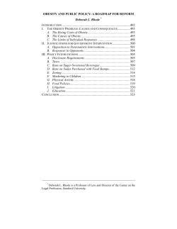 OBESITY AND PUBLIC POLICY: A ROADMAP FOR REFORM