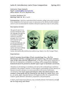 Latin H: Introductory Latin Prose Composition Spring 2011