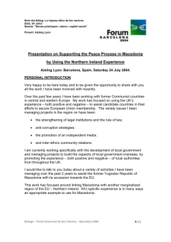 Presentation on Supporting the Peace Process in Macedonia by