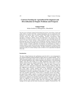 Contract Farming for Agricultural Development and Diversification in