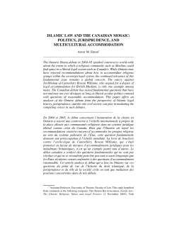 islamic law and the canadian mosaic: politics, jurisprudence, and