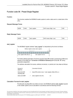 Loadable Driver for Point-to-Point CPs: MODBUS