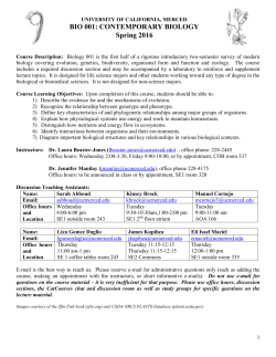 Bio 001 syllabus - School of Engineering, UC Merced