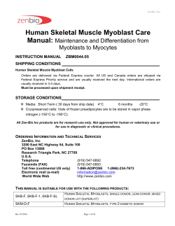Human Skeletal Muscle Myoblast Manual  - Zen-Bio
