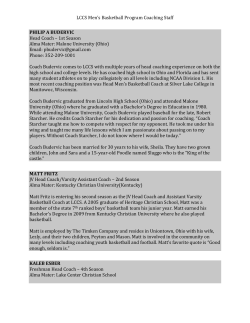 LCCS Men`s Basketball Program Coaching Staff PHILIP A