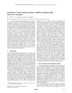 Sensitivity of South American summer rainfall to