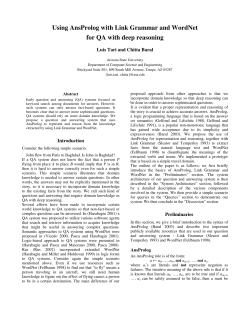 Using AnsProlog with Link Grammar and WordNet