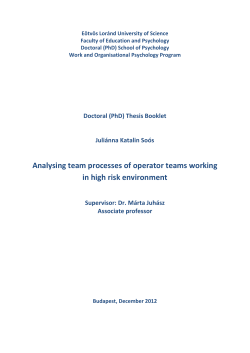 Analysing team processes of operator teams working in