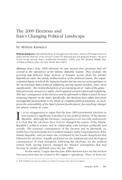 The 2009 Elections and Iran`s Changing Political Landscape
