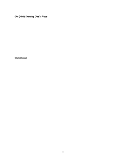 On (Not) Knowing One`s Place Qadri Ismail