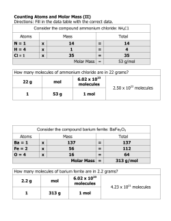 Counting Atoms and Molar Mass (II) Directions