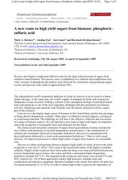 A new route to high yield sugars from biomass: phosphoric&ndash; sulfuric