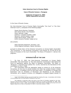 Inter-American Court of Human Rights Case of Ricardo Canese v