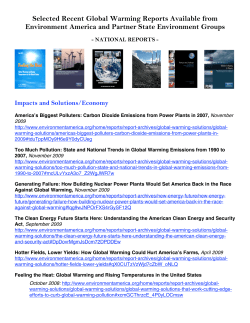 Global Warming Reports - The Public Interest Network
