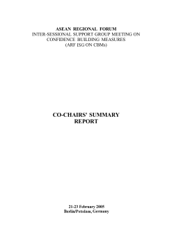 Co-Chairs` Report ARF ISG on CBMs, Potsdam, 21