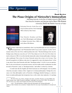 The Pious Origins of Nietzsche`s Immoralism
